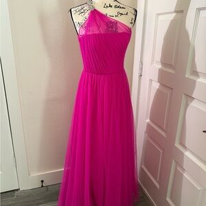 Gianni Bini Fuchsia One-Shoulder Prom Dress